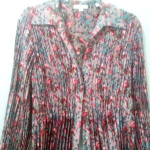 Vince Floral Pleated Blouse MSRP $395